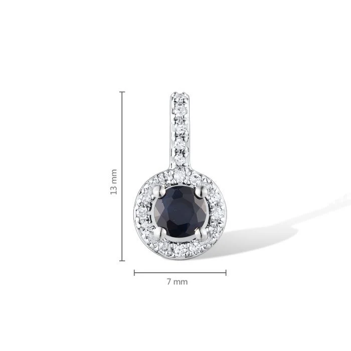 Pendant in 14K/585 White Gold with Sapphires and Diamonds - Image 2