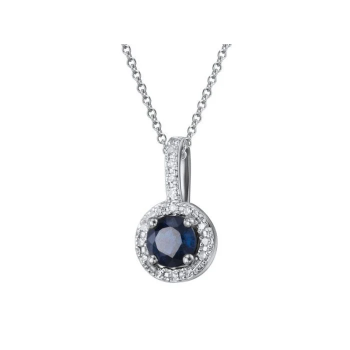 Pendant in 14K/585 White Gold with Sapphires and Diamonds - Image 3