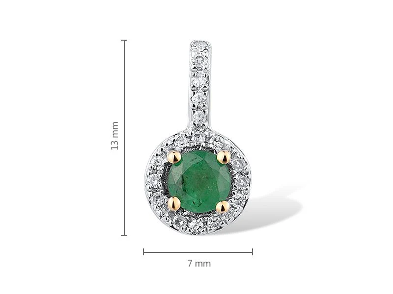 Pendant in 14K/585 Yellow Gold with Emerald and Diamonds - Image 2