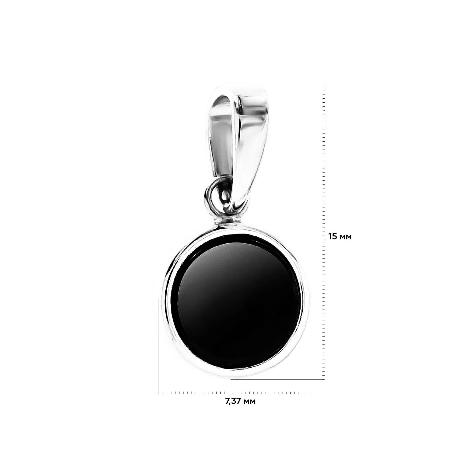 Pendant in 14K/585 White Gold with Onyx - Image 2