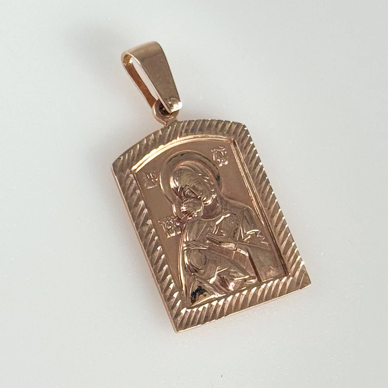Religious Pendant "Virgin Mary and Child" in 14K/585 Rose Gold - Image 3