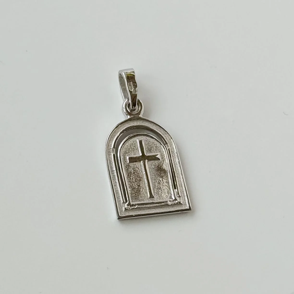 Religious Pendant Virgin Mary and Child in 14K/585 White Gold - Image 2