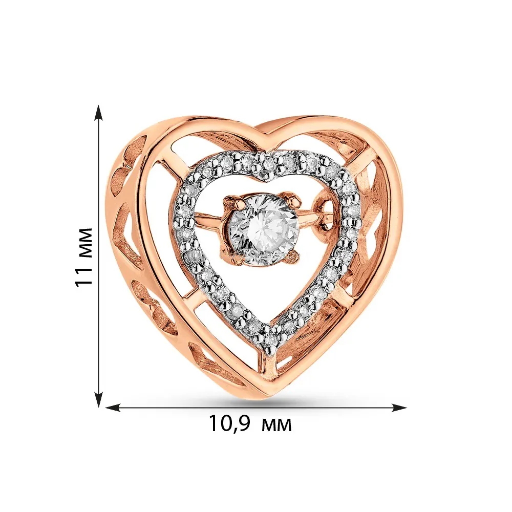 Pendant Heart with Diamonds in 14K/585 Rose Gold - Image 2