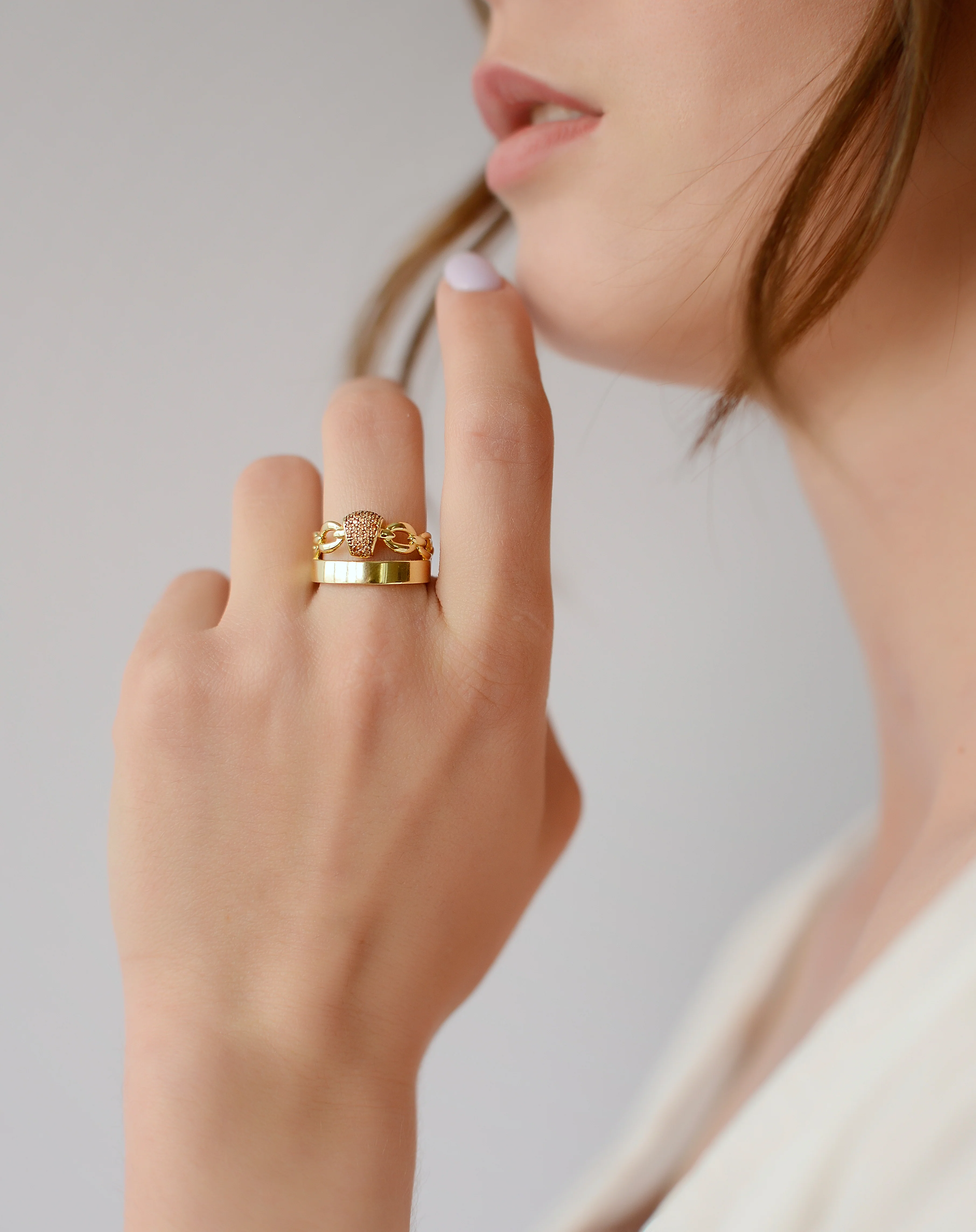 Ring in 14K/585 Yellow Gold with Cubic Zirconia - Image 2