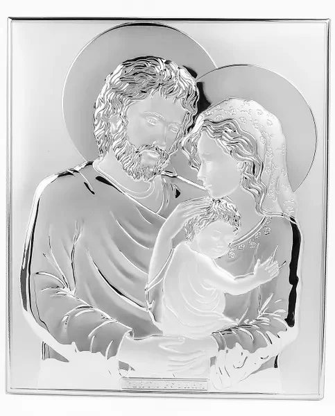 Religious Icon Holy Family with Wooden Base - Image 2
