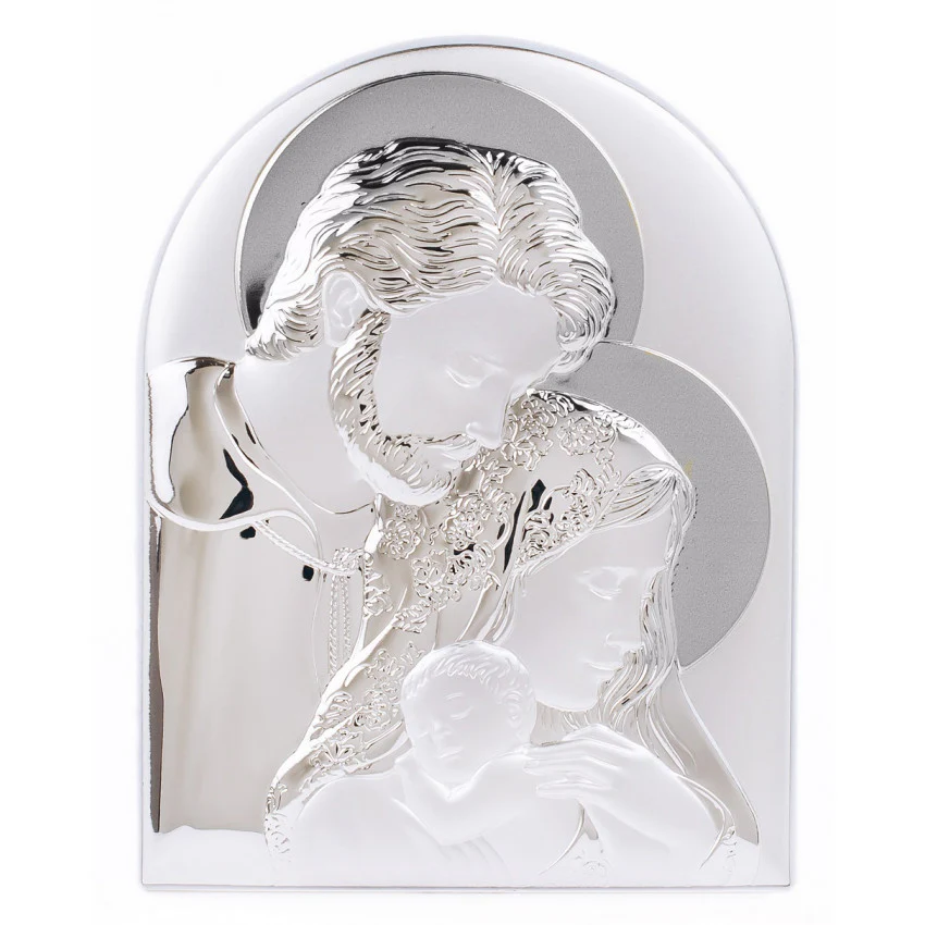 Religious Icon Holy Family with Wooden Base - Image 2
