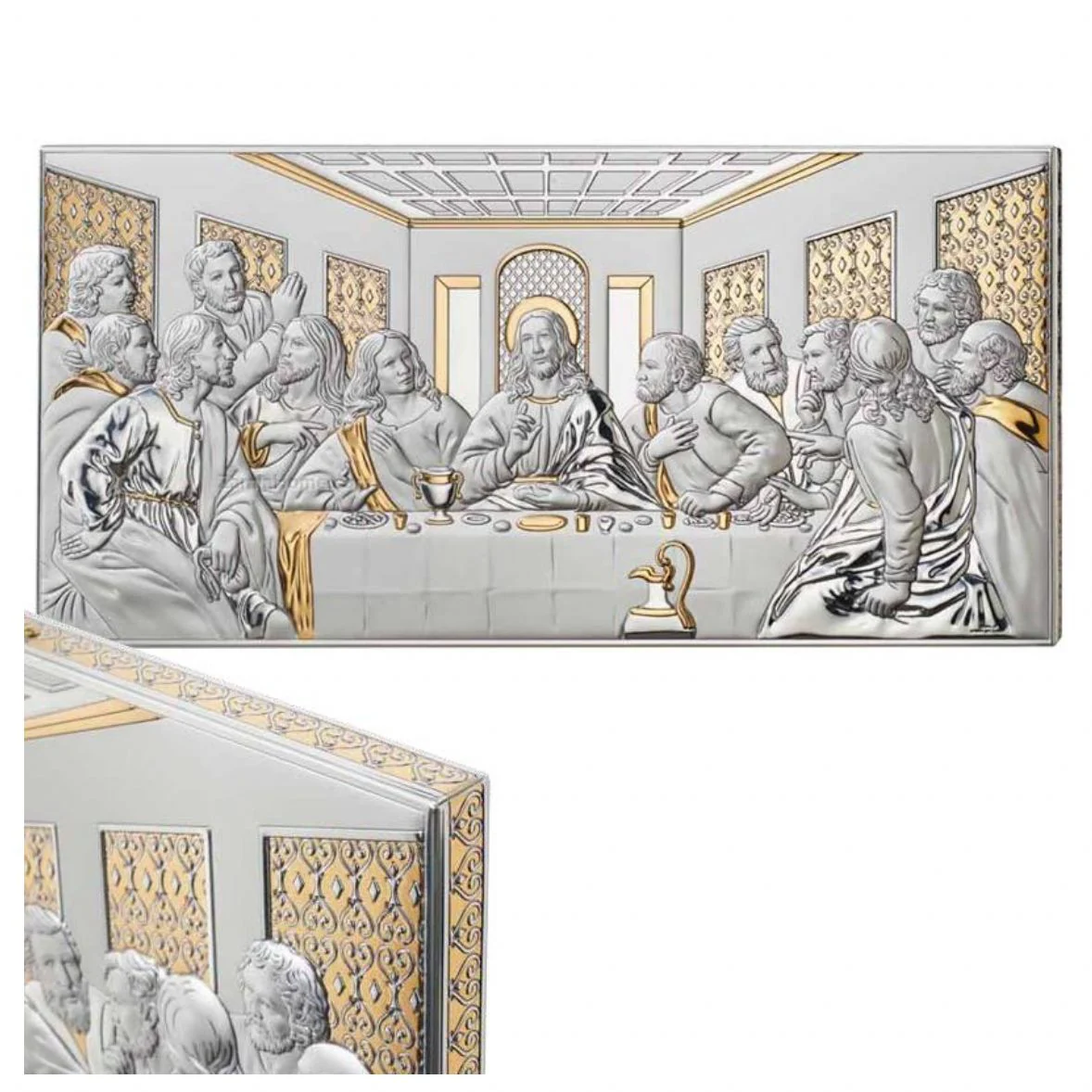 Religious Icon Holy Supper with Gold Plated Details - Image 2
