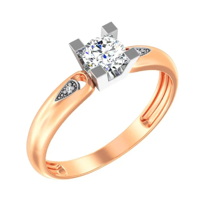 Ring in 14K/585 Rose and White Gold with Cubic Zirconia