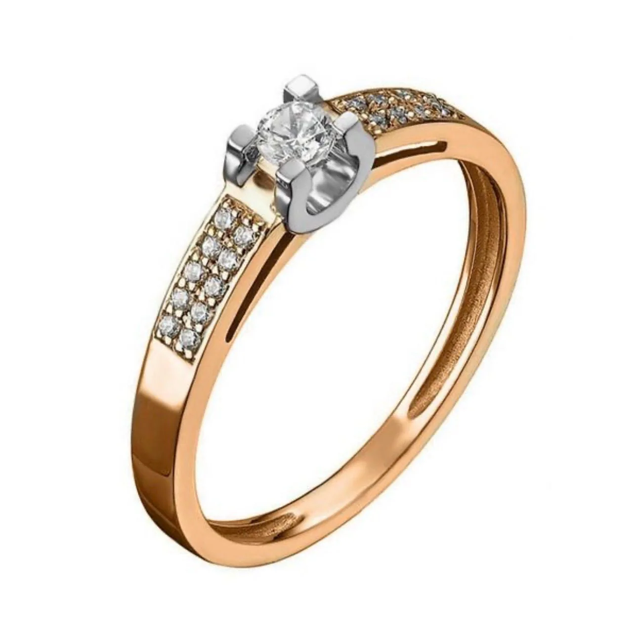 Ring in 14K/585 Rose and White Gold with Diamonds