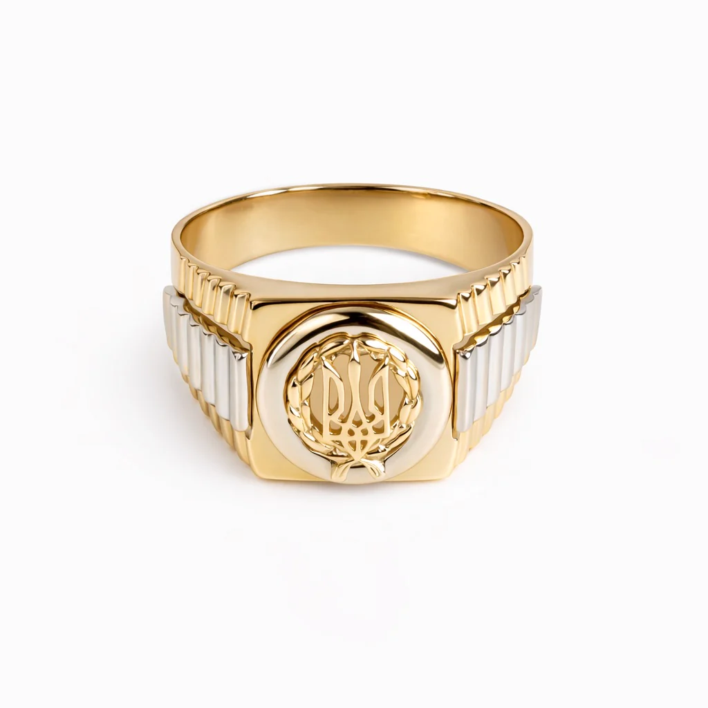 Ring in 14K/585 Rose and White Gold with Tryzub