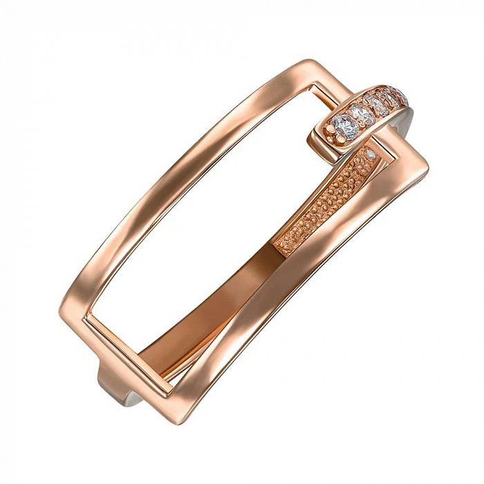 Ring in 14K/585 Rose Gold with Cubic Zirconia Rectangle - Image 3