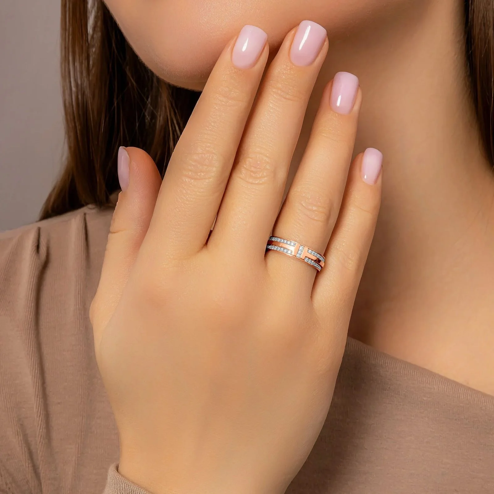 Ring in 14K/585 Rose Gold with Diamonds - Image 2