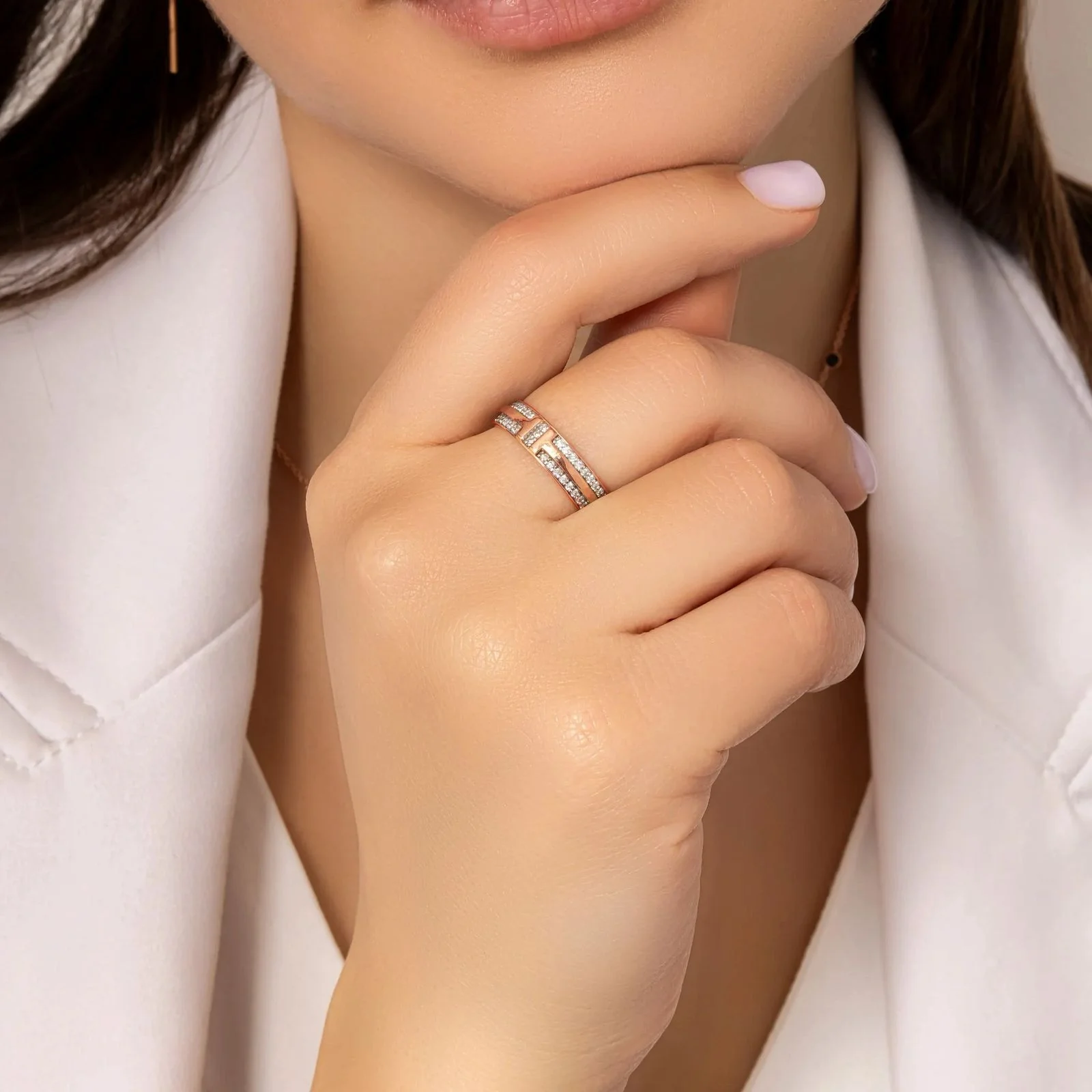 Ring in 14K/585 Rose Gold with Diamonds - Image 4