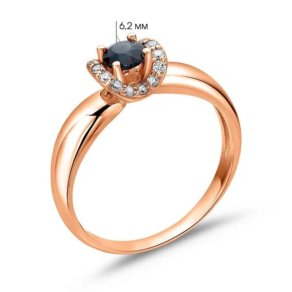 Ring in 14K/585 Rose Gold with Sapphire and Diamonds - Image 2