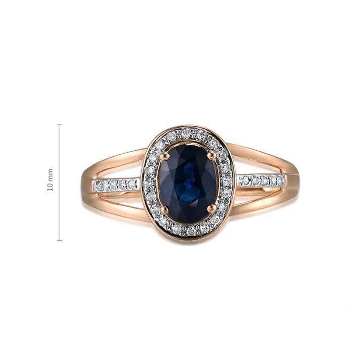 Ring in 14K/585 Rose Gold with Sapphire and Diamonds - Image 2