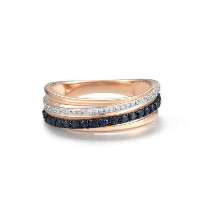 Ring in 14K/585 Rose Gold with Sapphires and Diamonds - Image 2