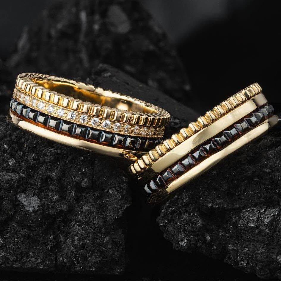 Ring in 14K/585 Rose Gold,Yellow Gold, Black Rhodium and White Cubic Zirconia - Image 5