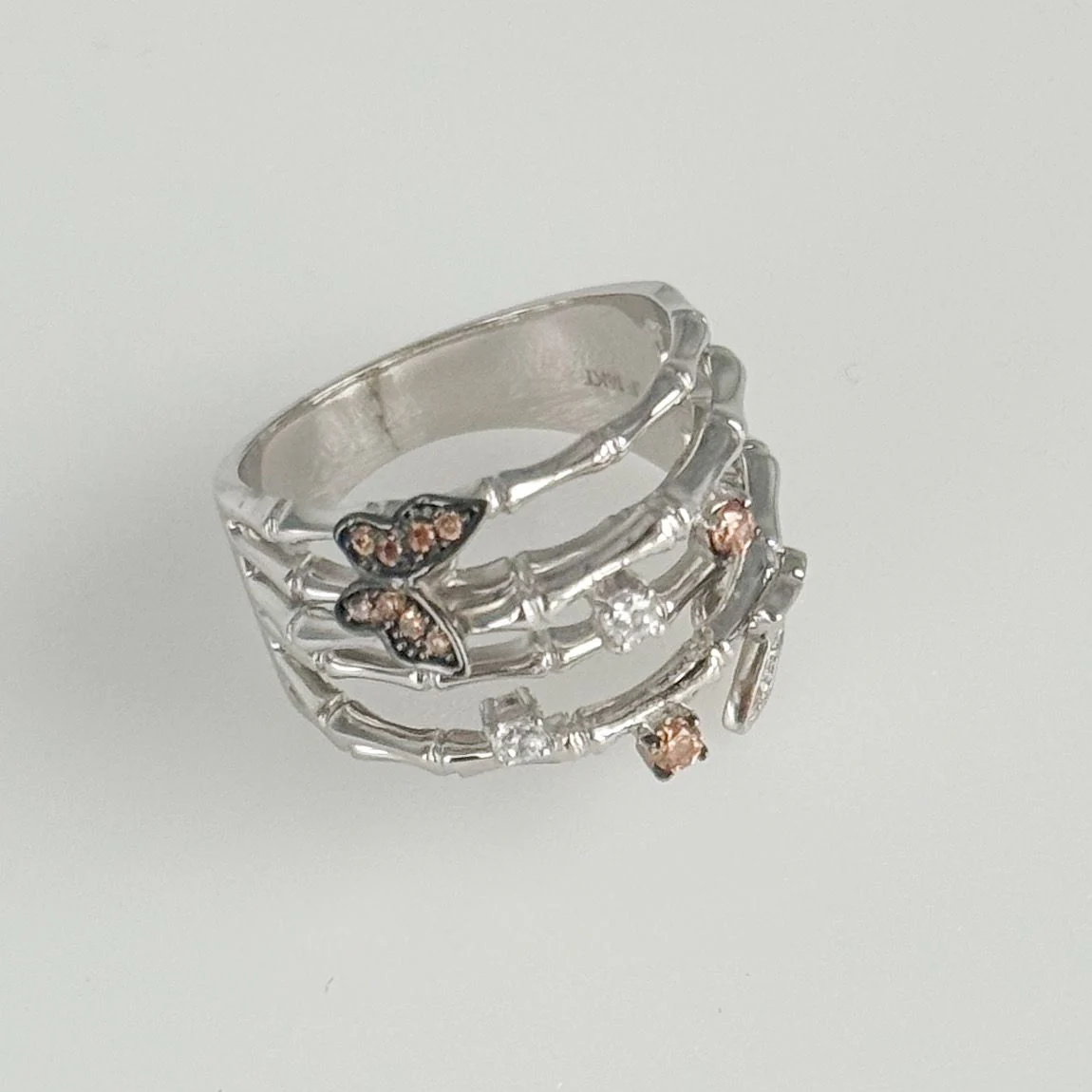 Ring in 14K/585 White Gold with Cubic Zirconia Butterflies