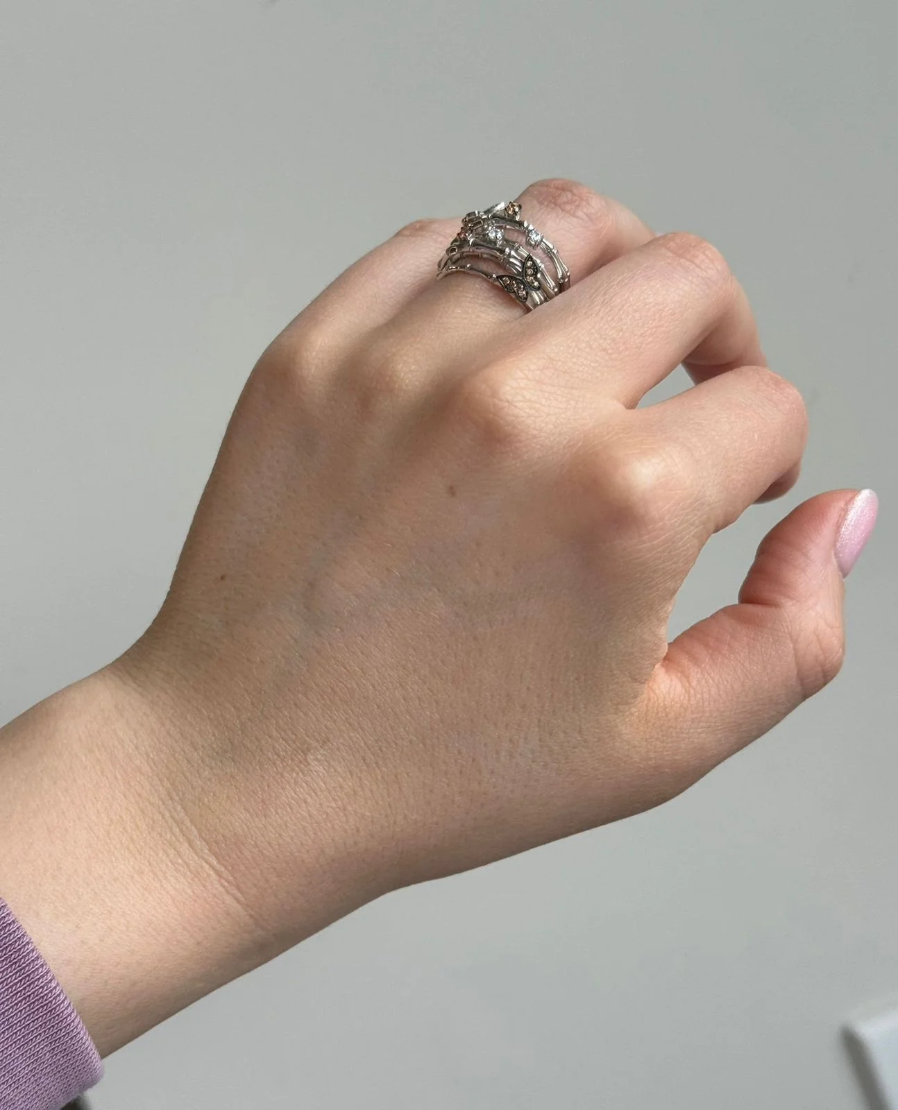 Ring in 14K/585 White Gold with Cubic Zirconia Butterflies - Image 4
