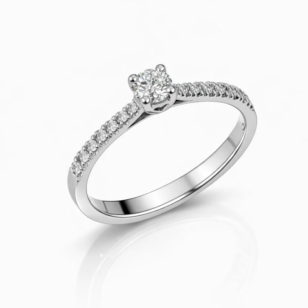 Ring in 14K/585 White Gold with Diamonds 0.35 Ct