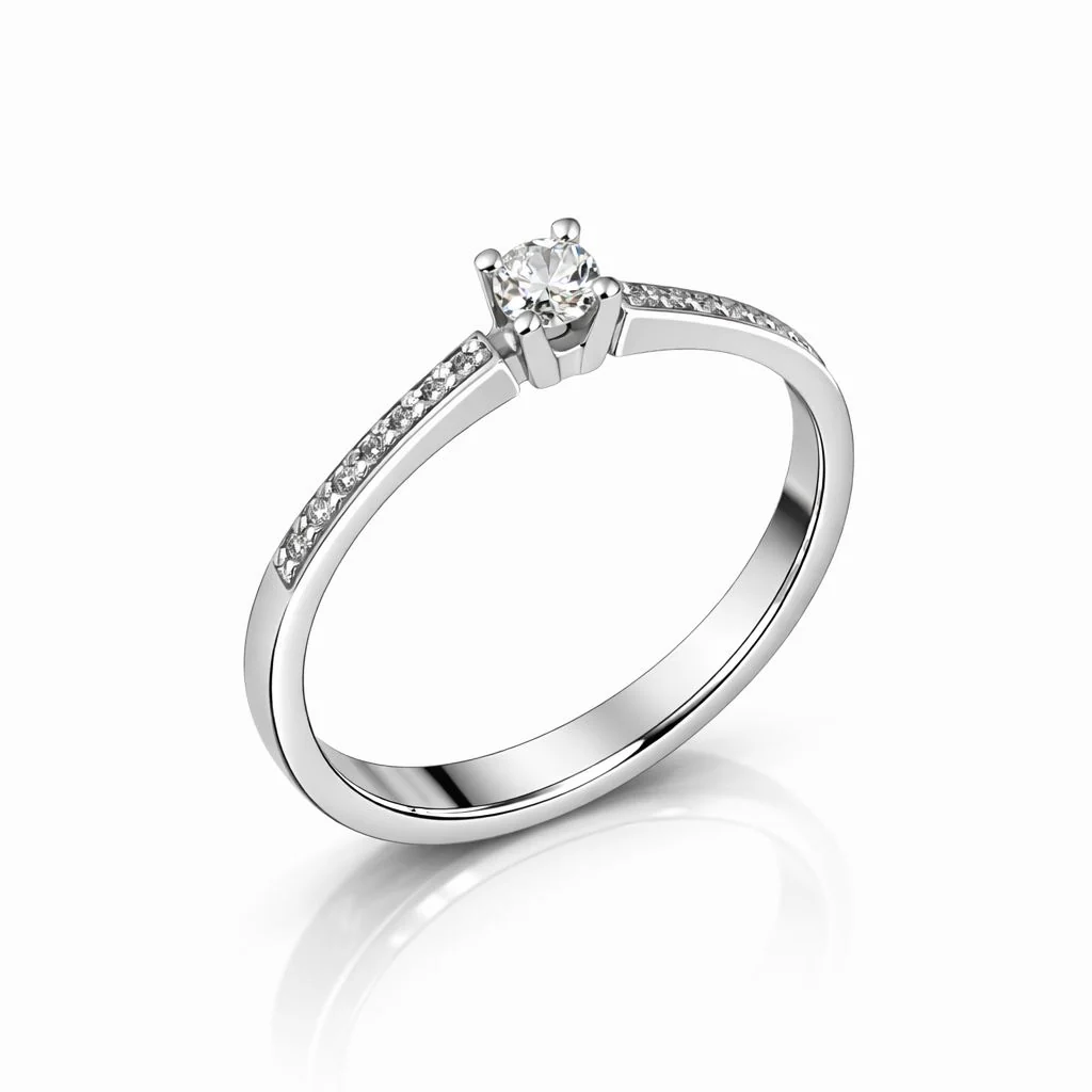 Ring in 14K/585 White Gold with Diamonds