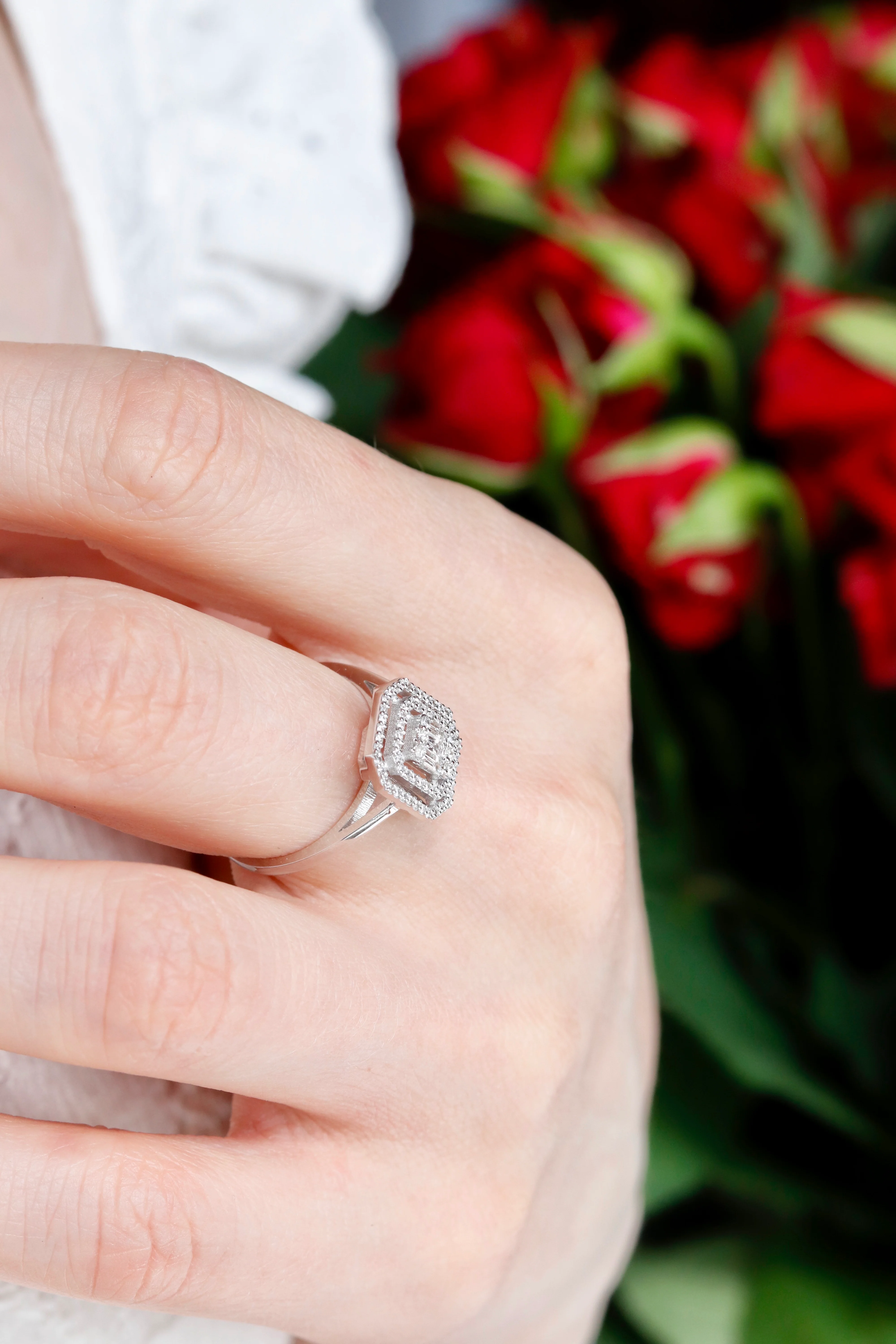 Ring in 14K/585 White Gold with Diamonds - Image 8