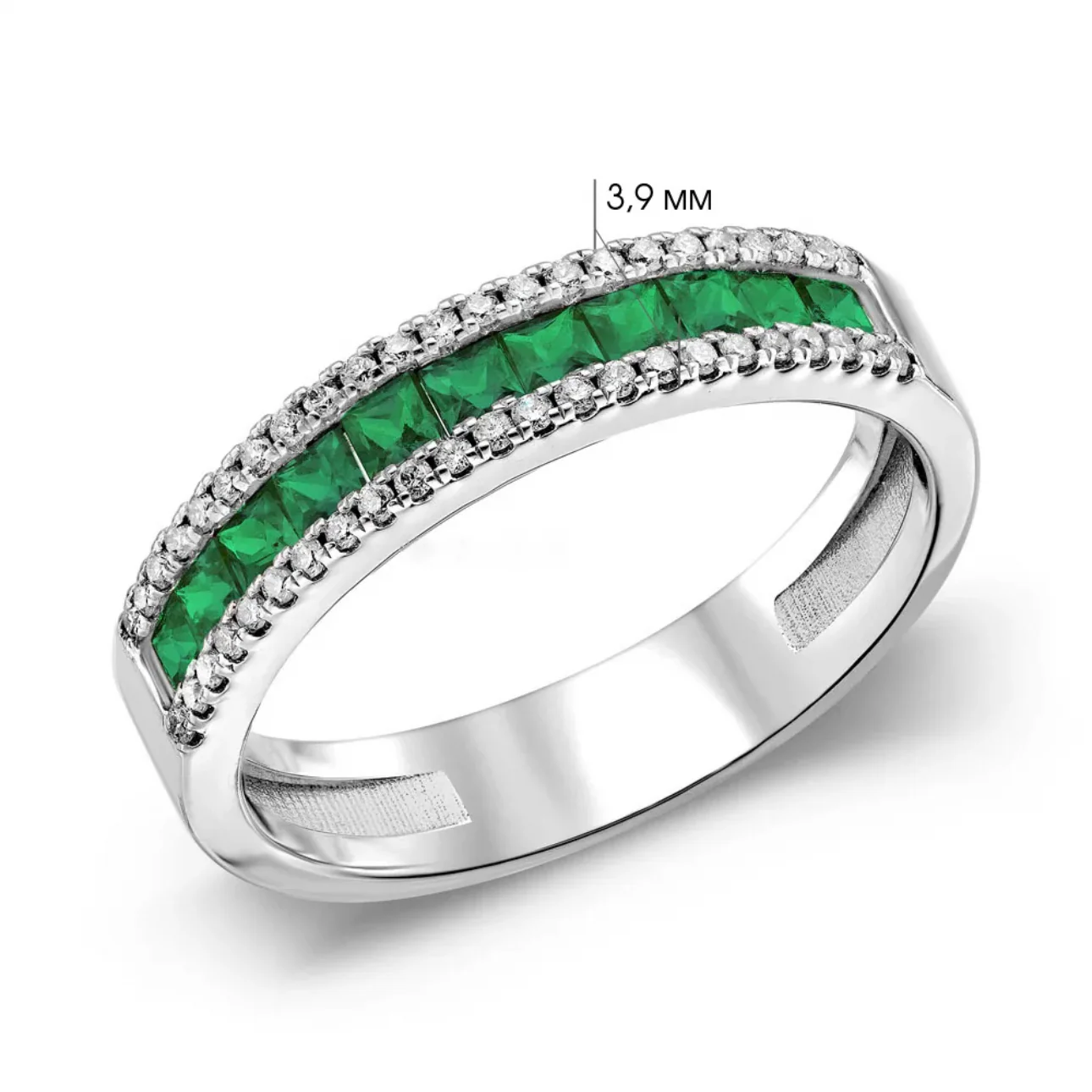 Ring in 14K/585 White Gold with Emeralds and Diamonds - Image 2