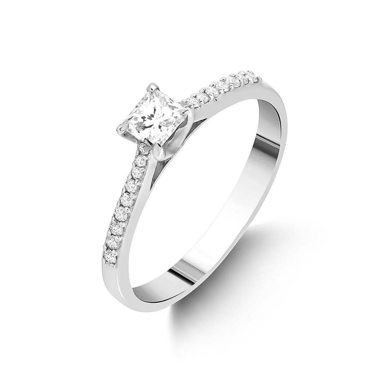 Ring in 14K/585 White Gold with Princess Cut Diamond - Image 2