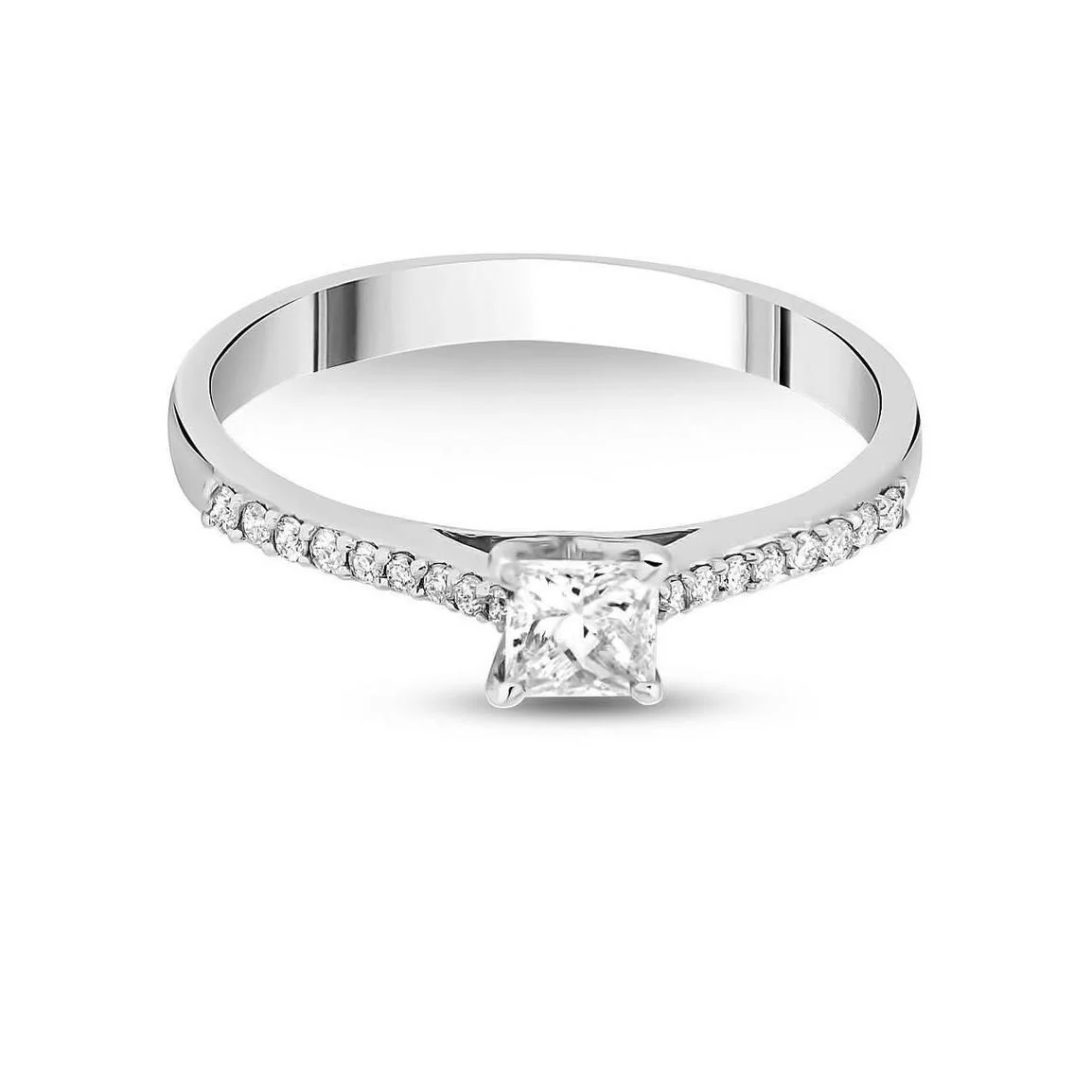 Ring in 14K/585 White Gold with Princess Cut Diamond - Image 4