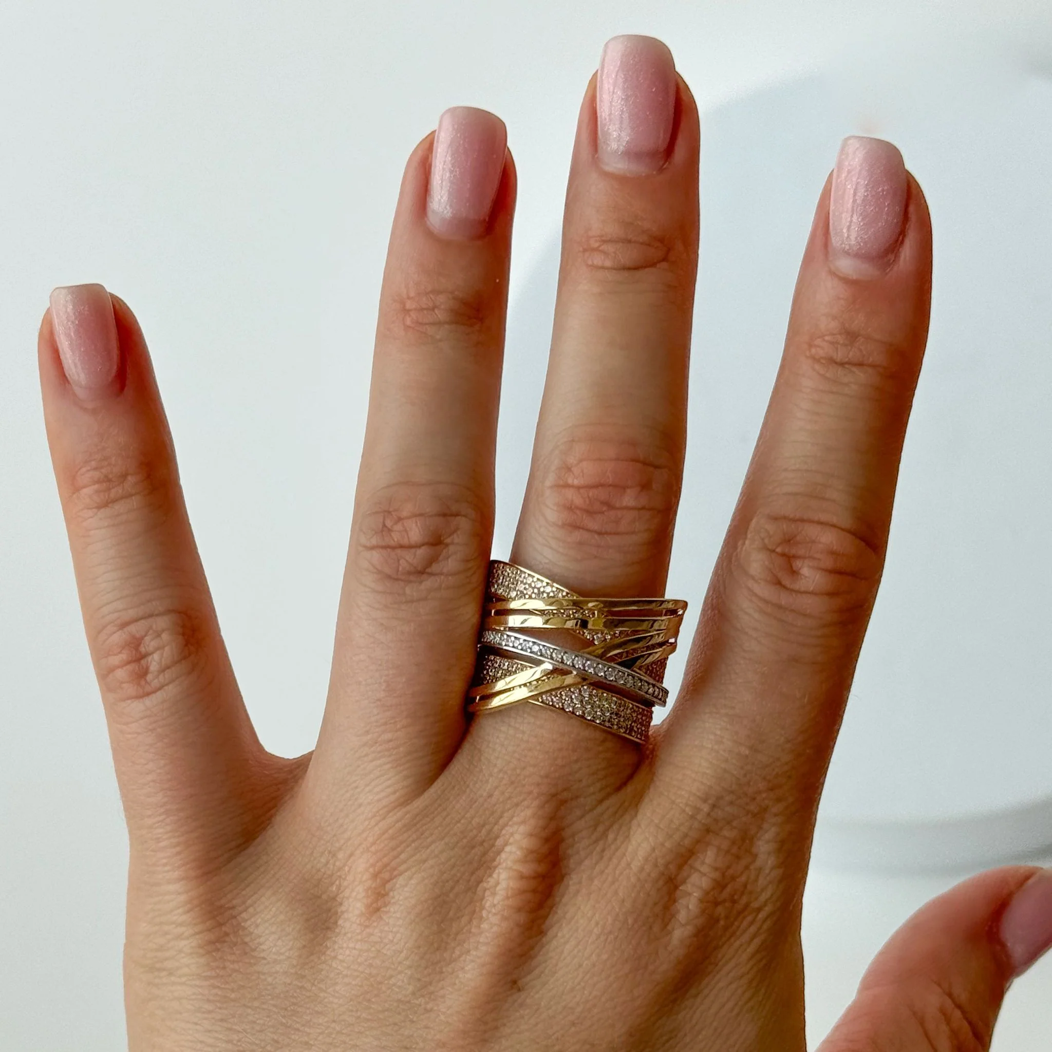 Ring in 14K/585 Yellow Gold with Rhodium Plating and Cubic Zirconia - Image 2