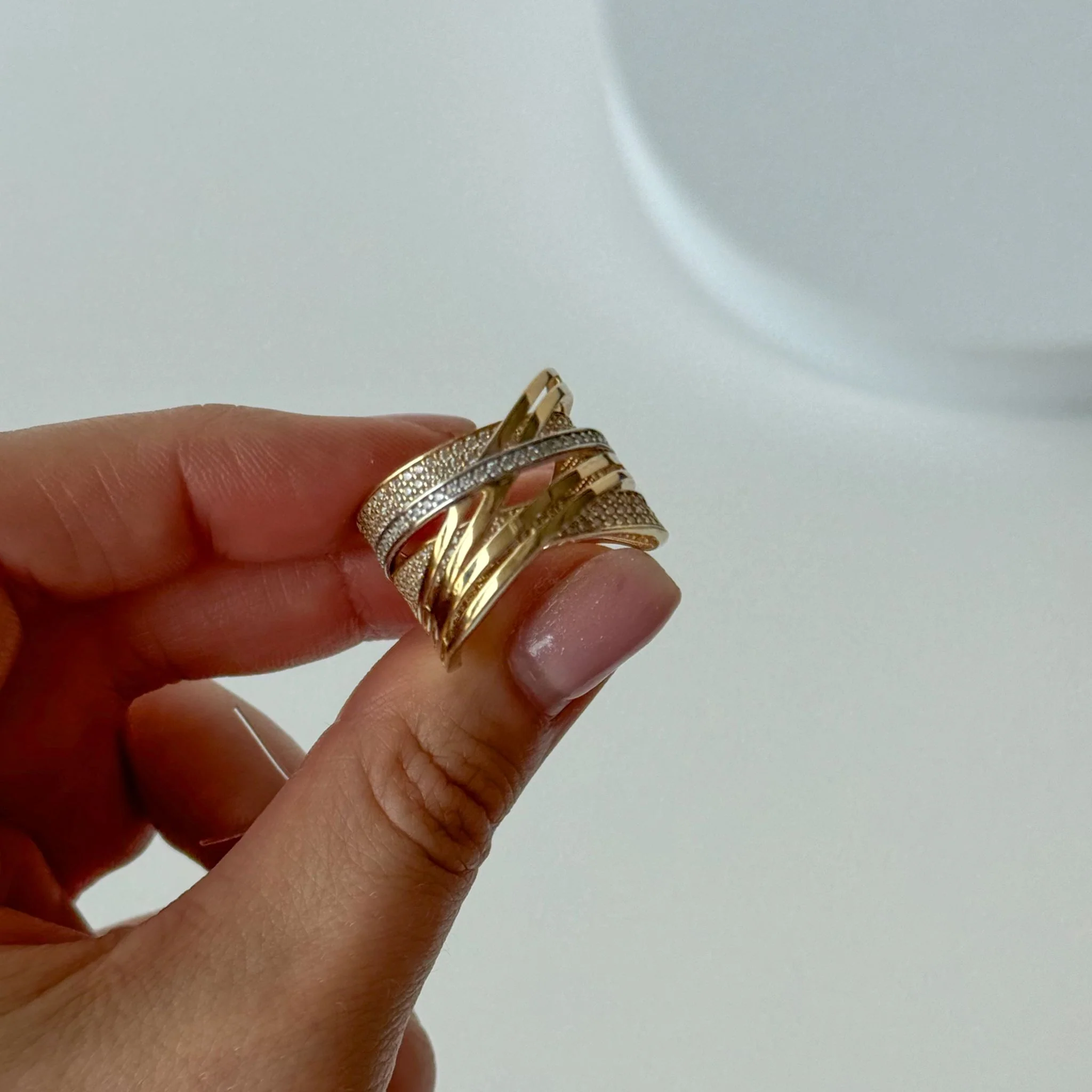 Ring in 14K/585 Yellow Gold with Rhodium Plating and Cubic Zirconia - Image 3