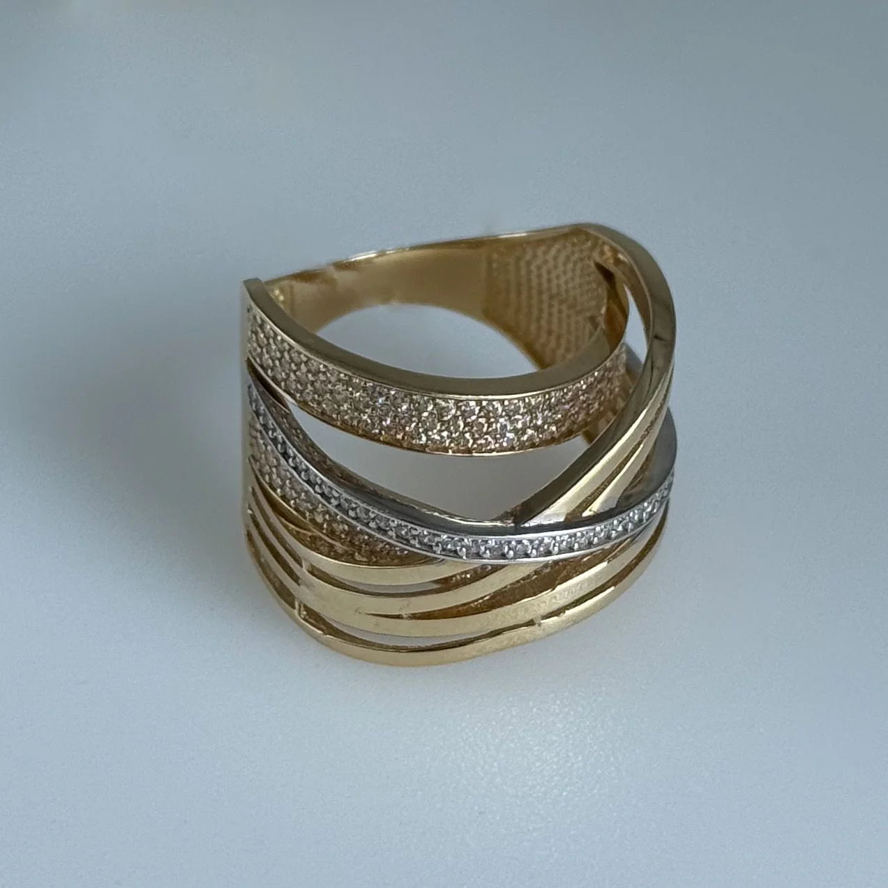 Ring in 14K/585 Yellow Gold with Rhodium Plating and Cubic Zirconia - Image 4