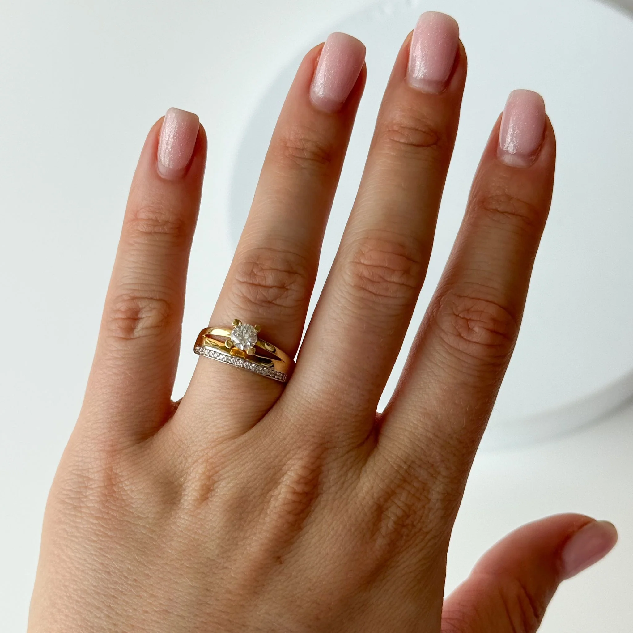 Ring in 14K/585 Yellow and White Gold with Cubic Zirconia - Image 2