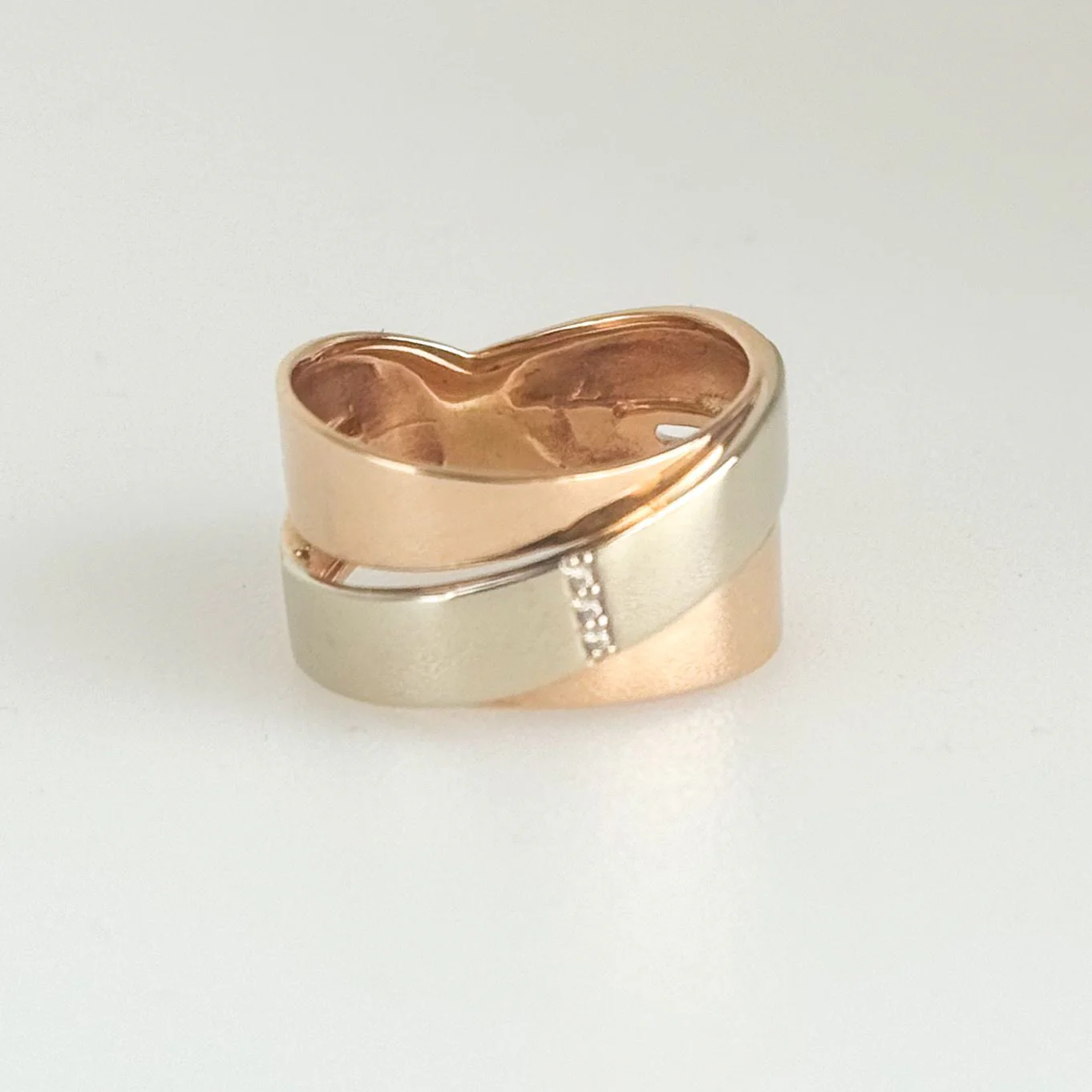 Ring in 14K/585 Rose and White Gold with Cubic Zirconia