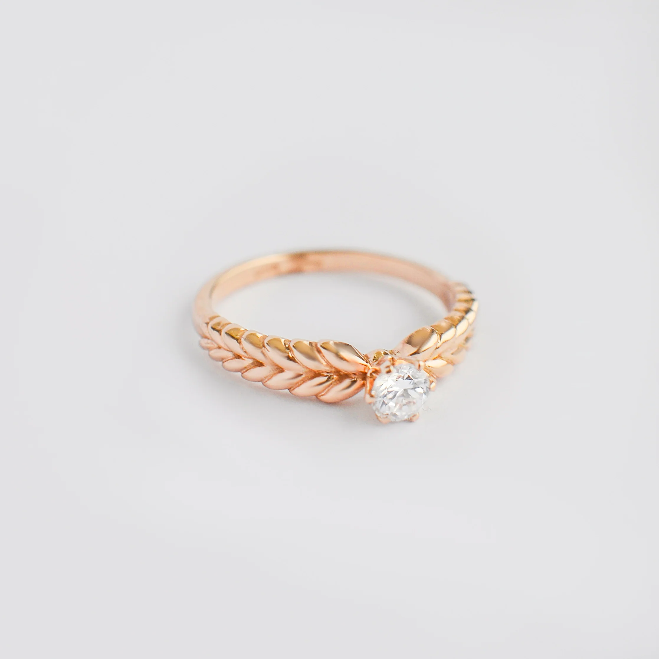 Ring in 14K/585 Rose Gold with Cubic Zirconia "Wheat" - Image 3