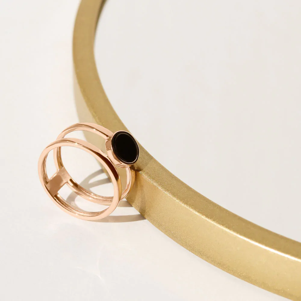 Ring in 14K/585 Rose Gold with Onyx - Image 5