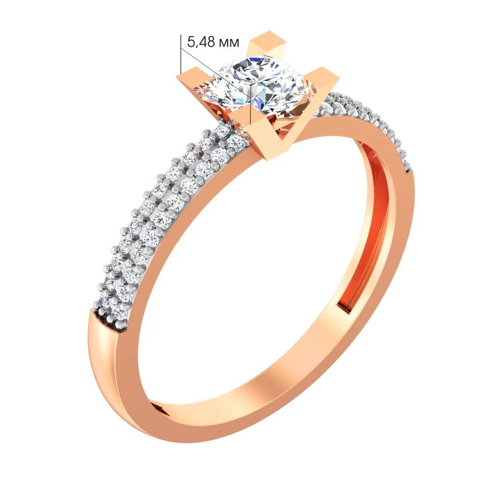 Ring in 14K/585 Rose Gold with Cubic Zirconia - Image 4