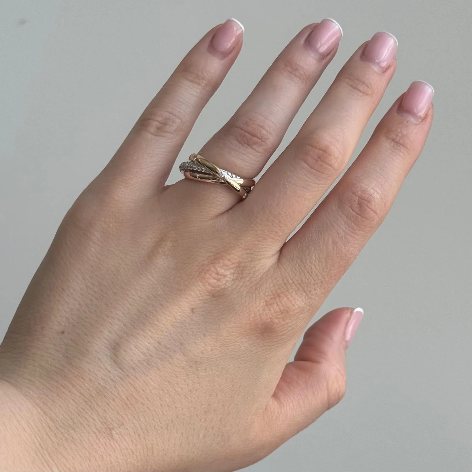Three Tones 14K/585 Gold Ring with Cubic Zirconia - Image 2