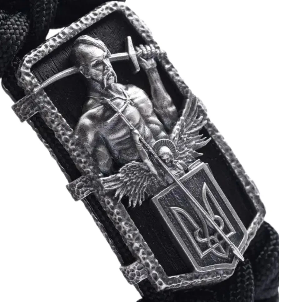 Rope Bracelet with 925 Sterling Silver Cossack and Tryzub - Image 3