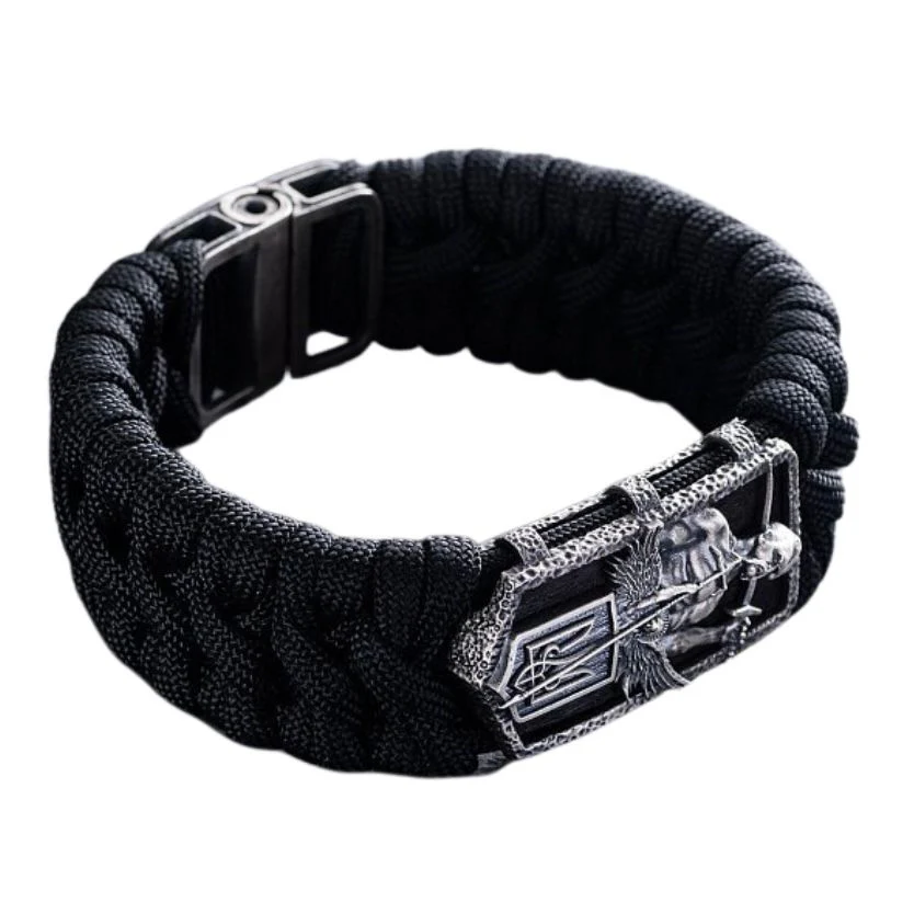 Rope Bracelet with 925 Sterling Silver Cossack and Tryzub - Image 5