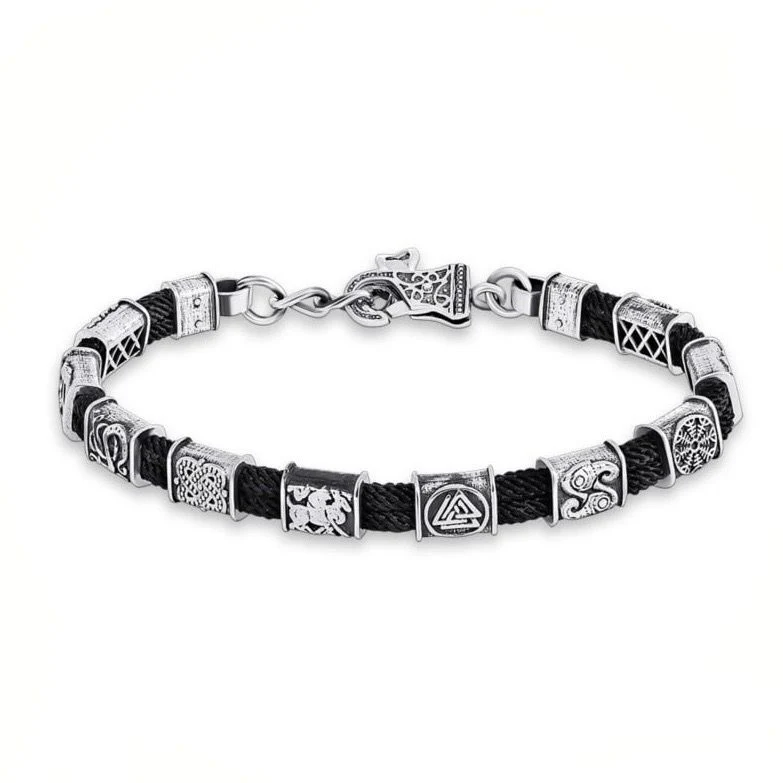Rope Bracelet with 925 Sterling Silver Inserts and Lock