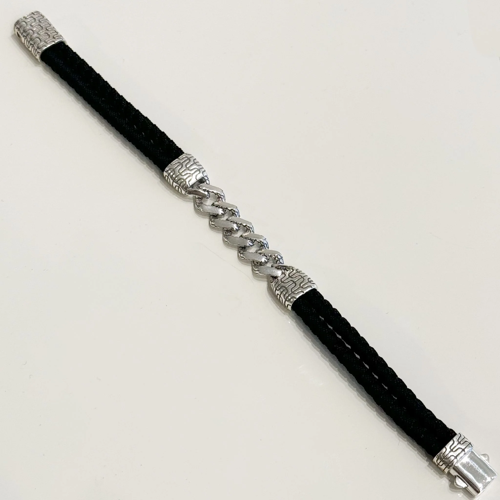 Rope Bracelet with 925 Sterling Silver Inserts and Lock - Image 2