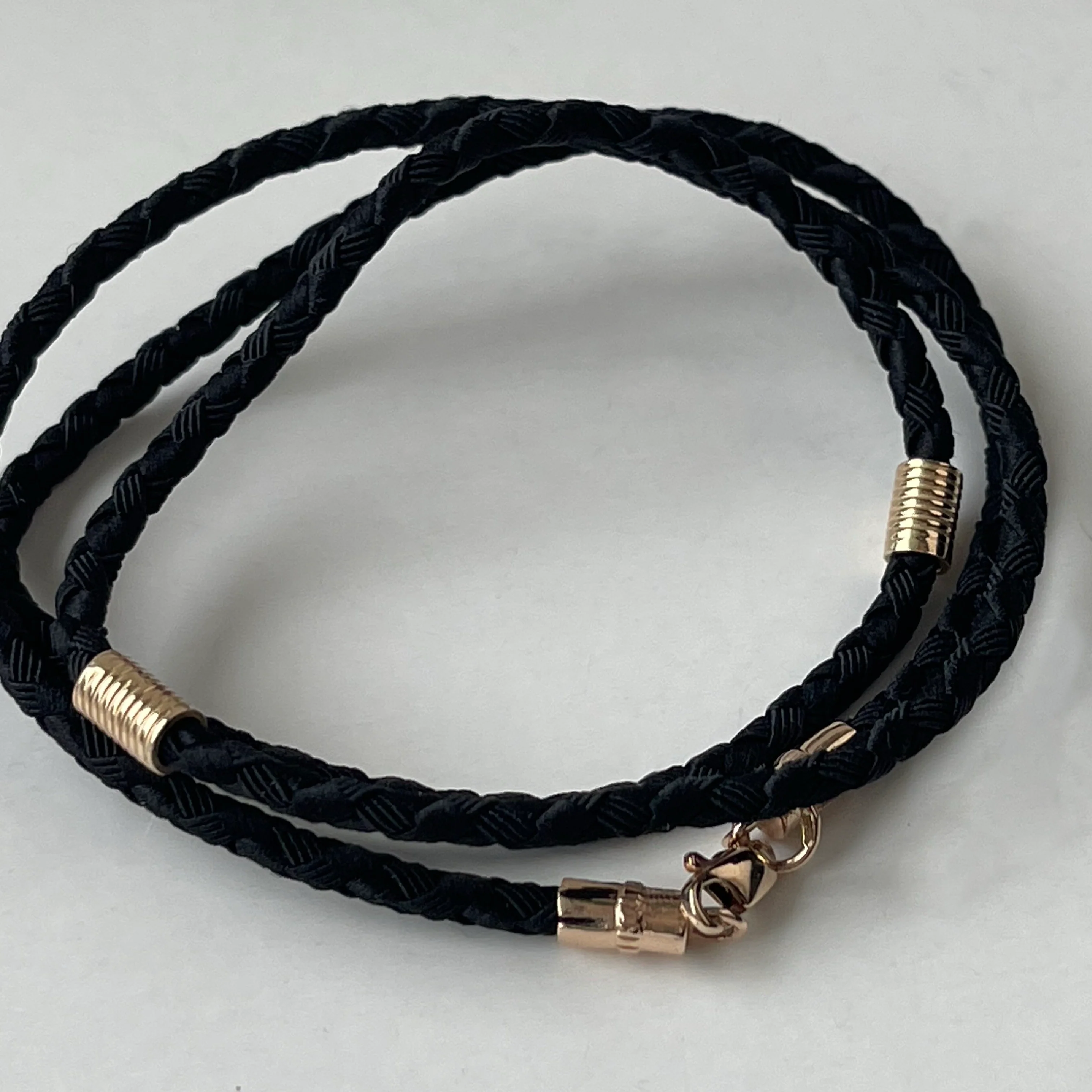 Rope with 14K/585 Rose Gold Lock with Inserts