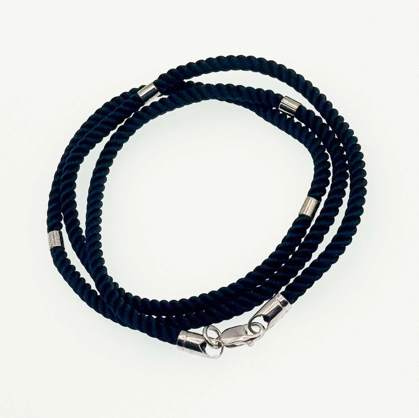Rope with 925 Sterling Silver Inserts and Lock