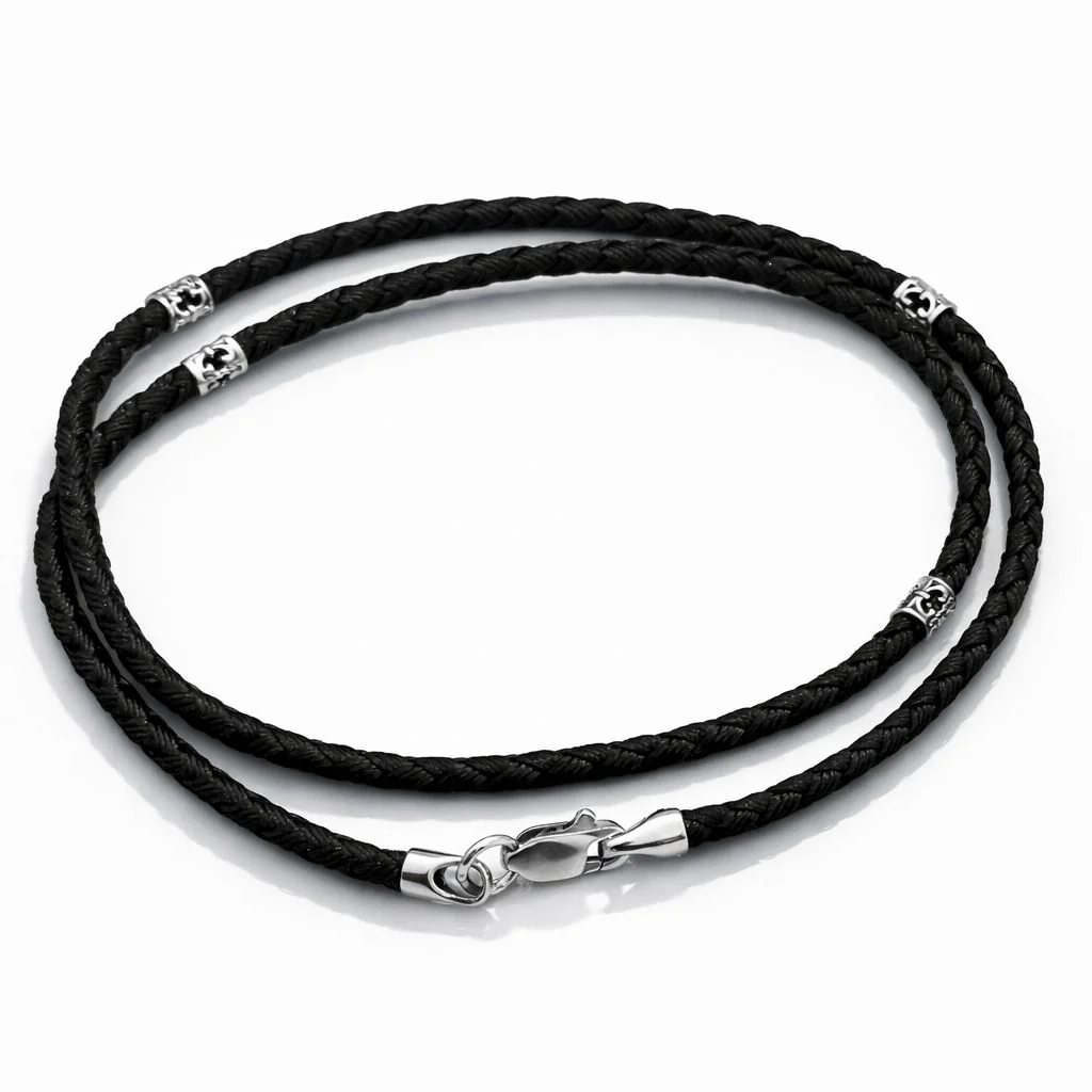 Rope with 925 Sterling Silver Inserts and Lock