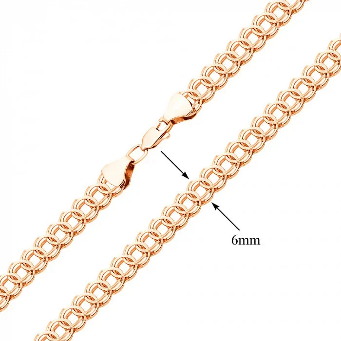 14K/585 Rose Gold Brass Curb Solid Chain 6 mm - Image 2