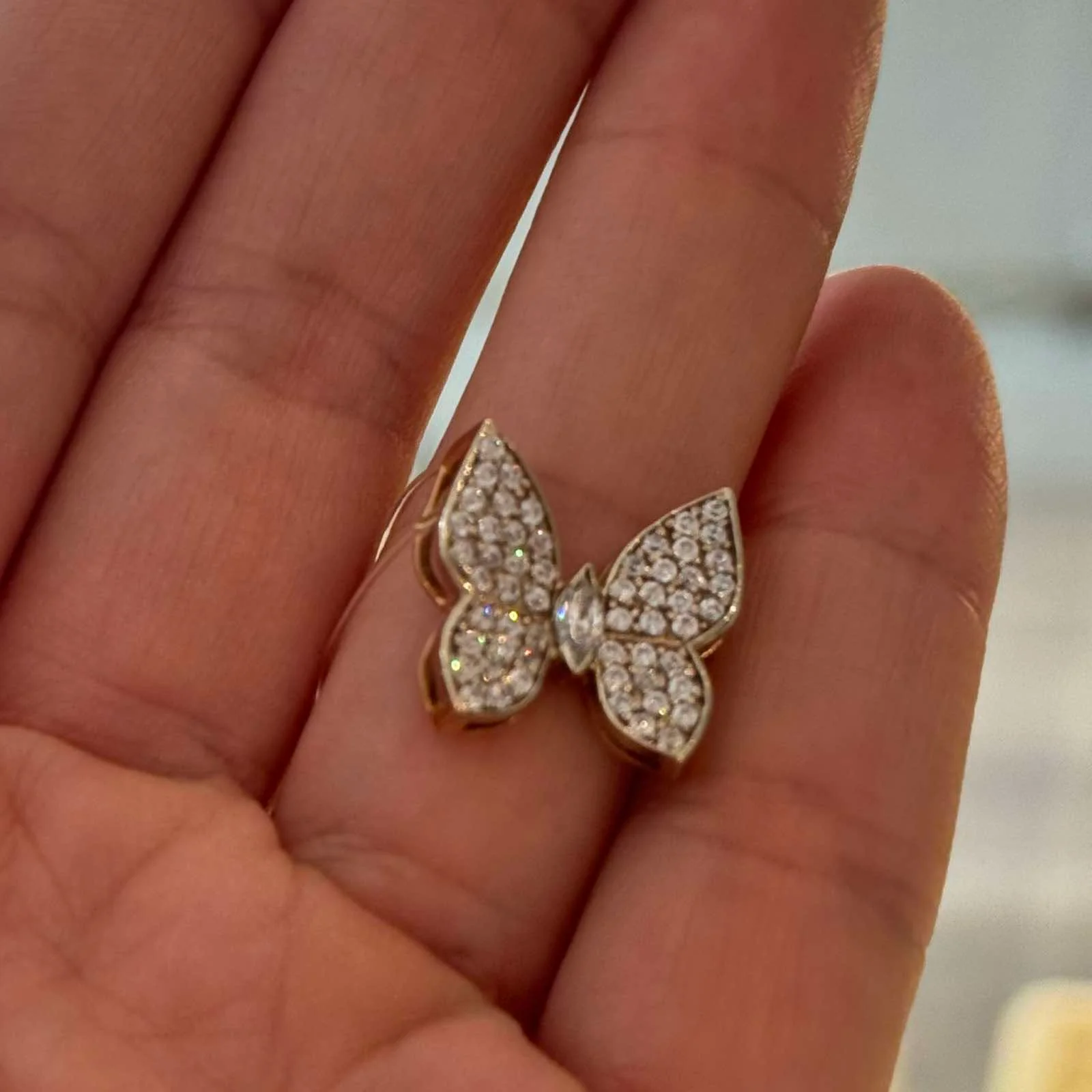 Shiny Butterfly Pendant in 14K/585 Rose and White Gold - Image 2
