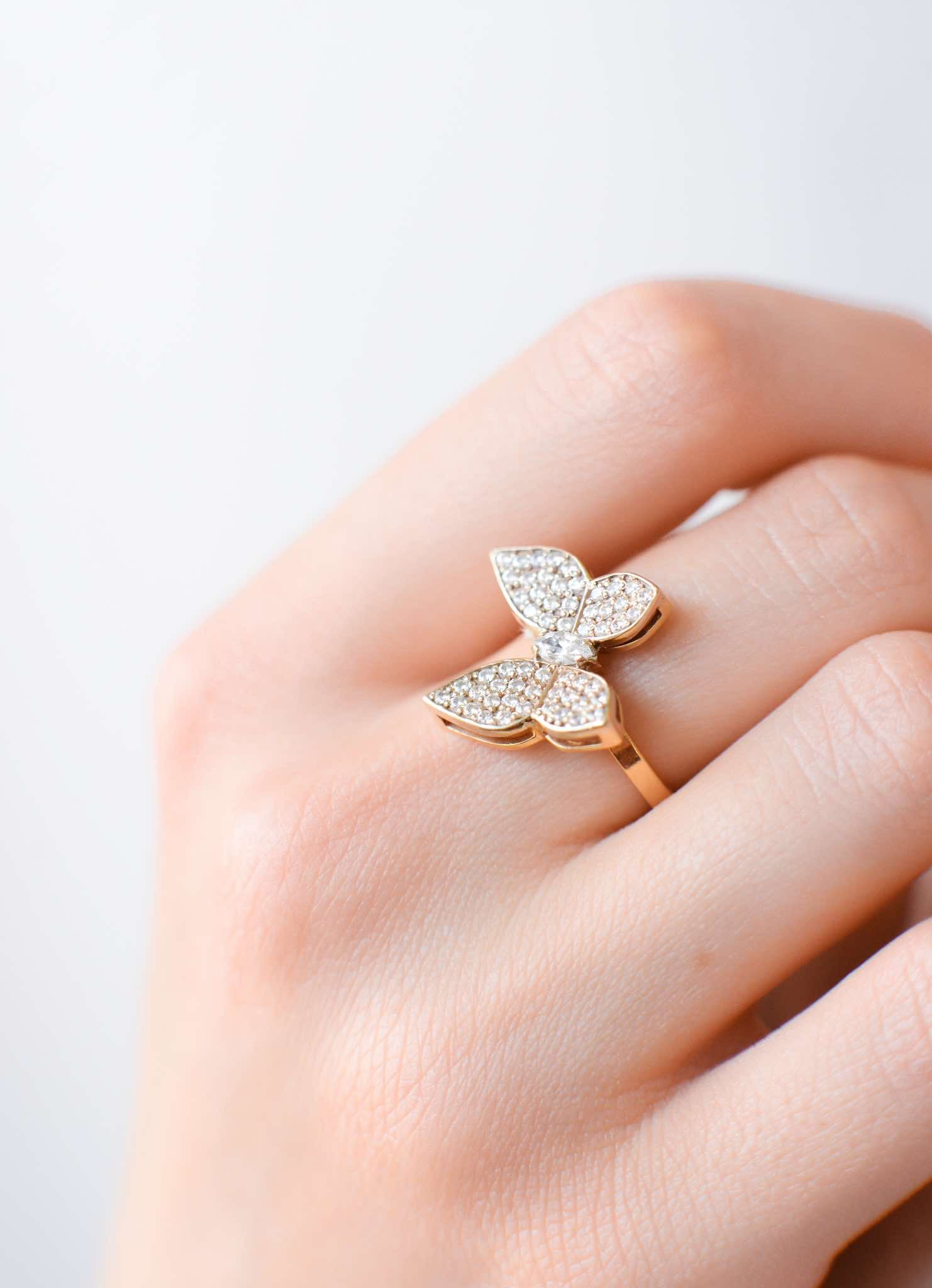 Shiny Butterfly Ring in 14K/585 Rose and White Gold - Image 2