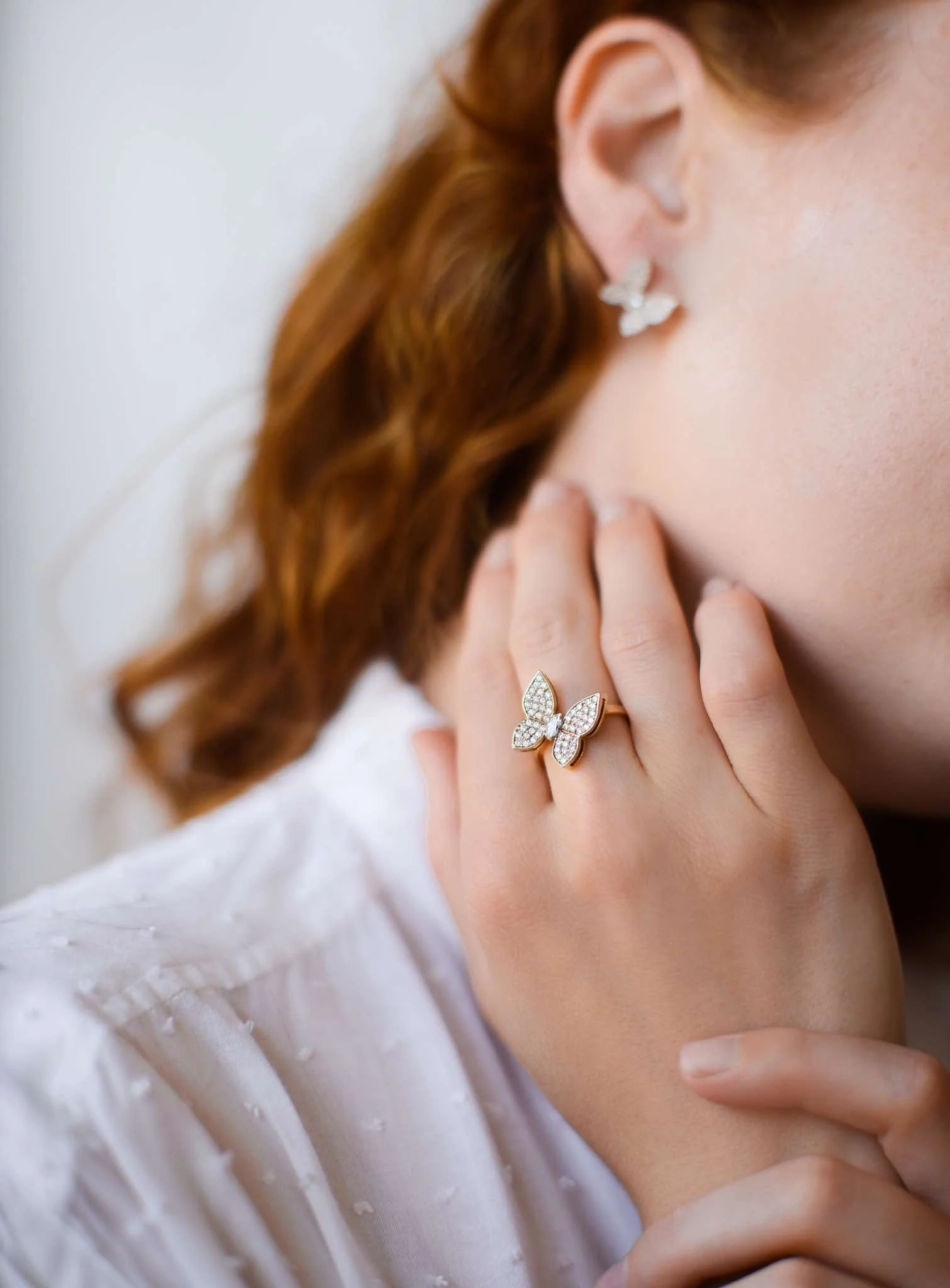 Shiny Butterfly Ring in 14K/585 Rose and White Gold - Image 3
