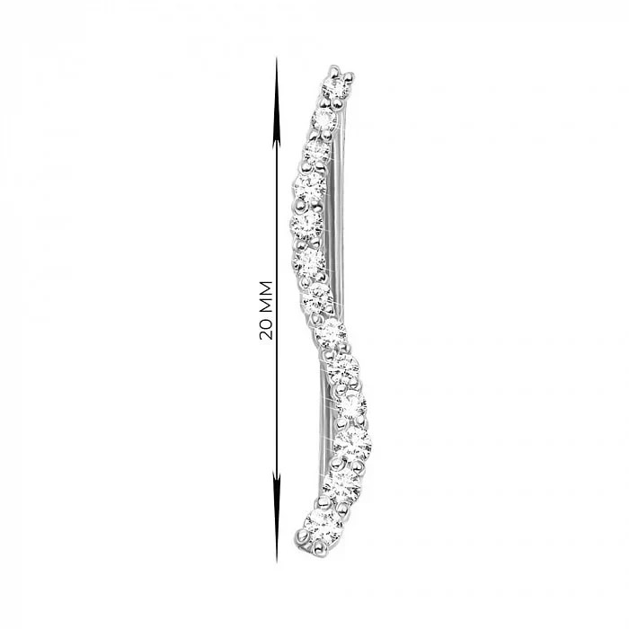 Shiny Ear Climber Earrings in 14K/585 White Gold with Cubic Zirconia - Image 3